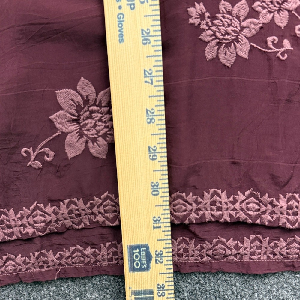 Johnny Was Tunic Top Sz XXL Burgundy Floral Embroidered Lace Boho Indie Peasant - Picture 14 of 16